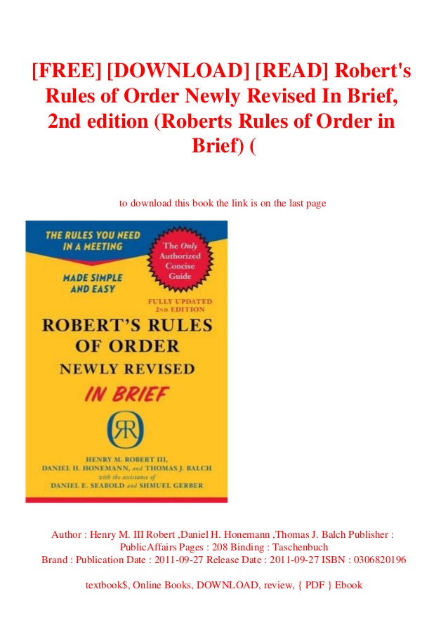 Roberts Rules Of Order Revised Free Download - parabrown